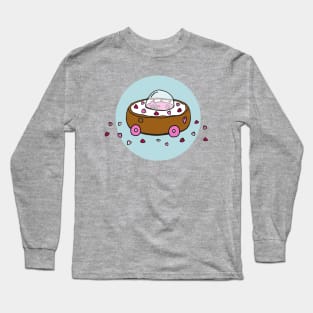 Valentine's Day Donut Car with Heart Sprinkles (Blue) Long Sleeve T-Shirt